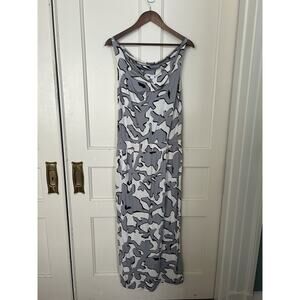 Diane Von Furstenberg Silk Geometric Print Tent Midi Dress Womens Size 6 Gray